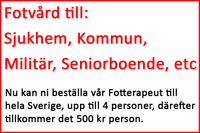 Fotterapeut heldag till sjukhem, kommun m.fl.